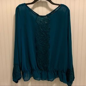 Beautiful lace accent peplum blouse